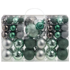 Holiday Living Christmas Ornaments Set Green Grey Silver - 100/pk