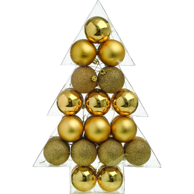 Holiday Living Christmas Ornaments Set Gold- 34/pk 3 Holiday Living Christmas Ornaments Set Gold- 34/pk