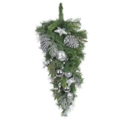 Holiday Living 28-in Indoor Green And Silver Artificial Christmas Teardrop Wreath -Northlight Paradise 14375891 L