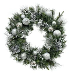 Holiday Living Indoor Battery-Operated Green Silver Artificial Christmas Wreath Warm White LED 30-in 10 Holiday Living Indoor Battery-Operated Green Silver Artificial Christmas Wreath Warm White LED 30-in -Northlight Paradise 14375898 L