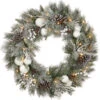 Holiday Living Battery-Operated Green White Artificial Christmas Wreath Warm White LED 30-in -Northlight Paradise 14375900b L