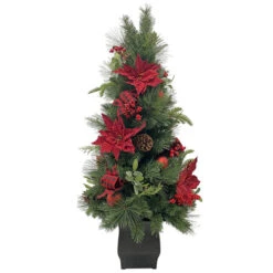 Holiday Living Pre-Lit Artificial Christmas Tree With Red Poinsettia 4-ft -Northlight Paradise 14375911 L