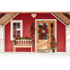 Holiday Living Pre-Lit Artificial Christmas Tree With Red Poinsettia 4-ft -Northlight Paradise 14375911c L