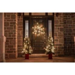Holiday Living Set Of Two 4-ft Pre-Lit Artificial Porch Christmas Trees With 70 Multicoloured LED Lights -Northlight Paradise 17745130e L