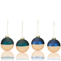 Holiday Living 4-Pack Gold, Green And Blue Glass Christmas Ball Ornament -Northlight Paradise 17745178 L