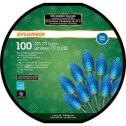 Sylvania Christmas 100-Count Blue C9 LED Light Set 50-ft