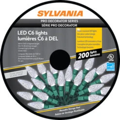 Sylvania 200-Count Indoor Outdoor Pure White LED C6 Christmas String Lights