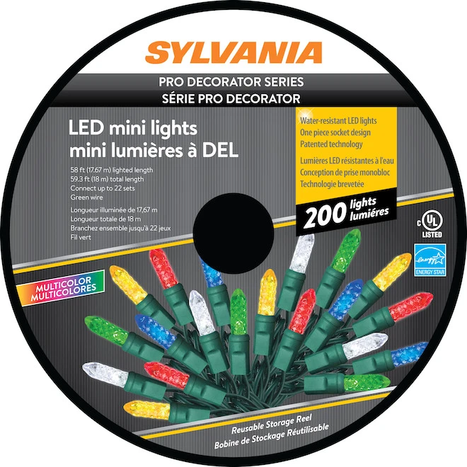 Sylvania 200-Count Indoor/Outdoor Multicolour LED M5 Christmas String Lights 4 Sylvania 200-Count Indoor/Outdoor Multicolour LED M5 Christmas String Lights - Image 2