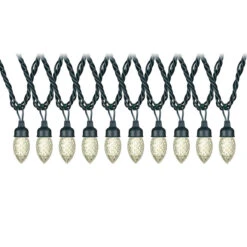 Gemmy Diamond Sparkle Christmas Light String - 10 Lights - LED - C9 - Plastic - Classic White