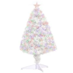 HomCom 2.5-ft Pre-Lit Full White Artificial Christmas Tree With Sparkling Multicoloured Fibre Optic Lights -Northlight Paradise 330951157 MainImage 001 l