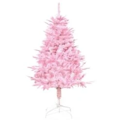 HomCom 4-ft Unlit Full Pink Artificial Christmas Tree With Automatic Opening