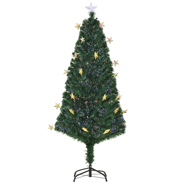 HomCom 5-ft Pre-Lit Full Green Artificial Christmas Tree With 24 Sparkling Multicoloured LED Lights And Fibre Optic 6 HomCom 5-ft Pre-Lit Full Green Artificial Christmas Tree With 24 Sparkling Multicoloured LED Lights And Fibre Optic - Image 4