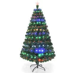 Costway 6-ft Pre-Lit Leg Base Full Green Artificial Fibre Optic Christmas Tree With 230 Multicolour LED Lights -Northlight Paradise 330962433 MainImage 001 l