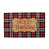 Northlight 18-in X 30-in Red And Black Plaid Rectangular Outdoor Christmas Door Mat