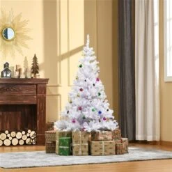 HomCom 4.9-ft Leg Base Full Rightside-Up White Artificial Christmas Tree -Northlight Paradise 331003118 AlternateImage1 l