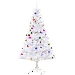 HomCom 4.9-ft Leg Base Full Rightside-Up White Artificial Christmas Tree -Northlight Paradise 331003118 MainImage 001 l