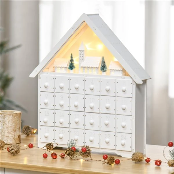 HomCom White Lighted Christmas Advent Calendar 6 HomCom White Lighted Christmas Advent Calendar - Image 4