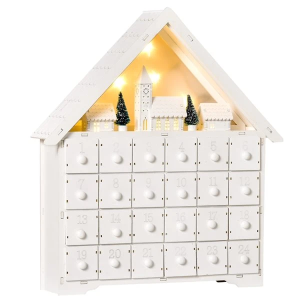 HomCom White Lighted Christmas Advent Calendar 4 HomCom White Lighted Christmas Advent Calendar - Image 2