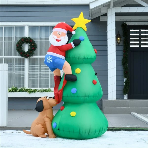 HomCom 6-ft Internal Light Christmas Tree With Santa And Dog Christmas Inflatable 5 HomCom 6-ft Internal Light Christmas Tree With Santa And Dog Christmas Inflatable - Image 3