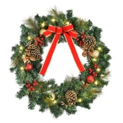 HomCom 24-in Pre-Lit Battery-Operated Green Spruce Artificial Christmas Wreath With 20 Warm White LED Lights 10 HomCom 24-in Pre-Lit Battery-Operated Green Spruce Artificial Christmas Wreath With 20 Warm White LED Lights -Northlight Paradise 331003133 MainImage 001 l