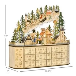 HomCom Natural Wood Colour Lighted Christmas Advent Calendar -Northlight Paradise 331003134 AlternateImage2 l