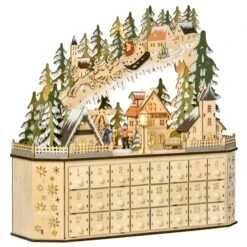 HomCom Natural Wood Colour Lighted Christmas Advent Calendar -Northlight Paradise 331003134 MainImage 001 l