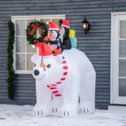 HomCom 7-ft Internal Light Polar Bear With Penguins Christmas Inflatable -Northlight Paradise 331003138 AlternateImage1 l