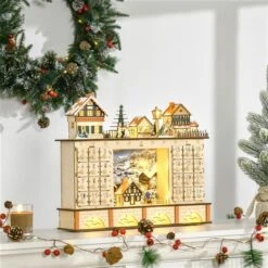 HomCom Lighted Natural Wood Christmas Advent Calendar -Northlight Paradise 331003169 AlternateImage1 l