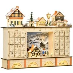 HomCom Lighted Natural Wood Christmas Advent Calendar -Northlight Paradise 331003169 MainImage 001 l