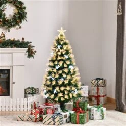 HomCom 4-ft Pre-Lit Leg Base Full Rightside-Up Green Artificial Christmas Tree With 130 Lights -Northlight Paradise 331003171 AlternateImage1 l