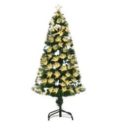 HomCom 4-ft Pre-Lit Leg Base Full Rightside-Up Green Artificial Christmas Tree With 130Â Lights