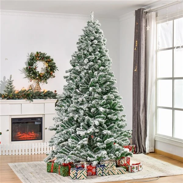HomCom 7.5-ft Leg Base Full Rightside-Up Flocked Green Artificial Christmas Tree 6 HomCom 7.5-ft Leg Base Full Rightside-Up Flocked Green Artificial Christmas Tree - Image 4