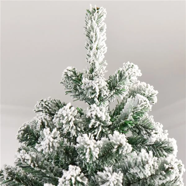 HomCom 7.5-ft Leg Base Full Rightside-Up Flocked Green Artificial Christmas Tree 5 HomCom 7.5-ft Leg Base Full Rightside-Up Flocked Green Artificial Christmas Tree - Image 3