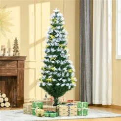 HomCom 6-ft Pre-Lit Leg Base Full Rightside-Up Green Artificial Christmas Tree With 210 White LED Lights -Northlight Paradise 331003185 AlternateImage1 l