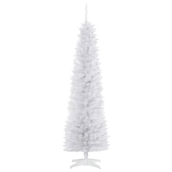 HomCom 6-ft Leg Base Slim Rightside-Up White Artificial Christmas Tree 6 HomCom 6-ft Leg Base Slim Rightside-Up White Artificial Christmas Tree - Image 4