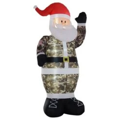 HomCom 8-ft Internal Light Camo Santa Christmas Inflatable