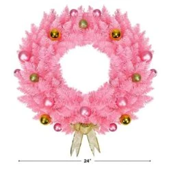 Costway 24-in Indoor/Outdoor Pink Ornament Artificial Christmas Wreath -Northlight Paradise 331054221 AlternateImage1 l