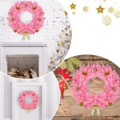 Costway 24-in Indoor/Outdoor Pink Ornament Artificial Christmas Wreath -Northlight Paradise 331054221 AlternateImage2 l