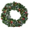 Costway 24-in Pre-Lit Indoor/Outdoor Battery-Operated Green Berry Artificial Christmas Wreath With Warm White LED -Northlight Paradise 331054222 MainImage 001 l