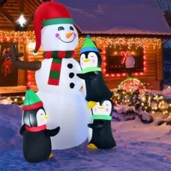 Costway 6-ft Internal Light Snowman With Penguins Christmas Inflatable -Northlight Paradise 331054230 AlternateImage2 l