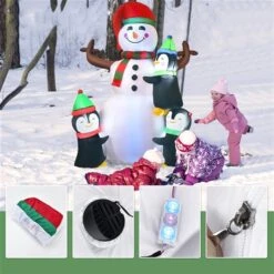 Costway 6-ft Internal Light Snowman With Penguins Christmas Inflatable