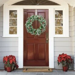 Costway 24-in Pre-Lit Indoor/Outdoor Battery-Operated Green Ornament Artificial Christmas Wreath With Warm White LED -Northlight Paradise 331054244 AlternateImage3 l