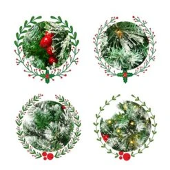 Costway 24-in Pre-Lit Indoor/Outdoor Battery-Operated Green Ornament Artificial Christmas Wreath With Warm White LED