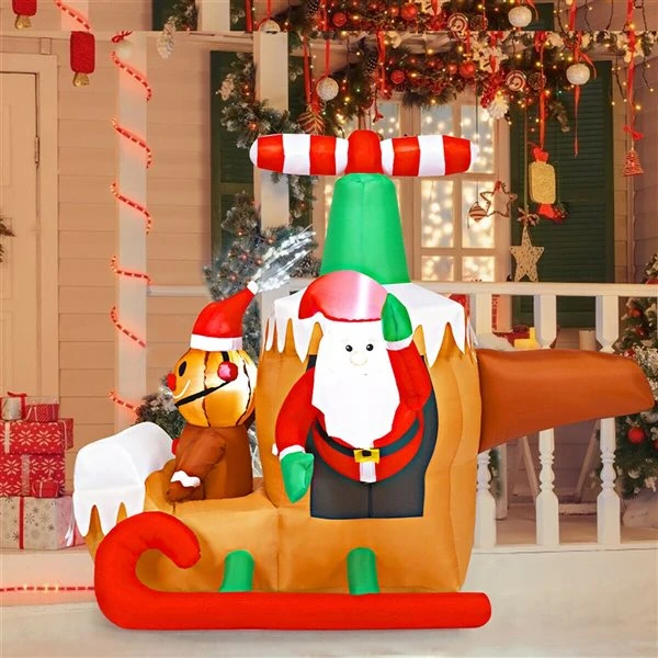 Costway 4.9-ft Internal Light Santa Claus On Airplane Christmas Inflatable 6 Costway 4.9-ft Internal Light Santa Claus On Airplane Christmas Inflatable - Image 4