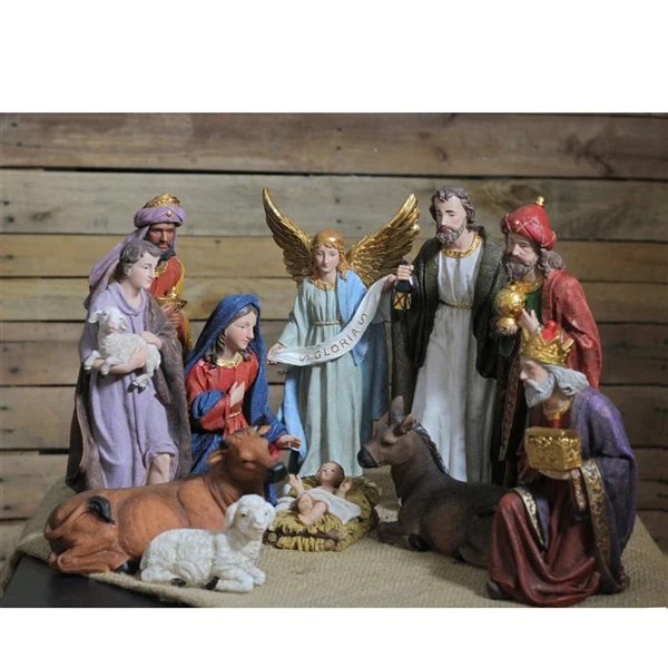 Northlight 11-Piece Blue And Red Christmas Nativity Figurine Set 5 Northlight 11-Piece Blue And Red Christmas Nativity Figurine Set - Image 3