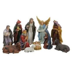 Northlight 11-Piece Blue And Red Christmas Nativity Figurine Set