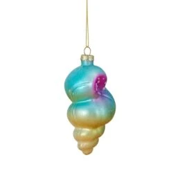 Northlight 4.25-in Blue And Pink Seashell Glass Christmas Ornament -Northlight Paradise 331054267 AlternateImage2 l