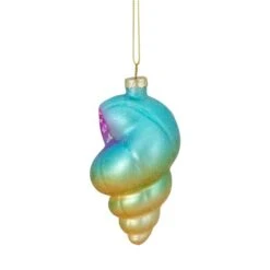 Northlight 4.25-in Blue And Pink Seashell Glass Christmas Ornament -Northlight Paradise 331054267 AlternateImage3 l
