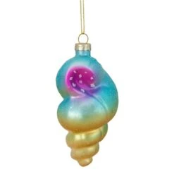 Northlight 4.25-in Blue And Pink Seashell Glass Christmas Ornament -Northlight Paradise 331054267 MainImage 001 l