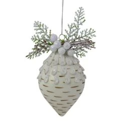 Northlight 5-in Cedar And Berries White Finial Christmas Ornament